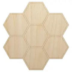Simple Honeycomb Outline Unfinished Wood Shape Piece Cutout for DIY Craft Projects