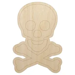 Skull and Crossbones Outline Unfinished Wood Shape Piece Cutout for DIY Craft Projects