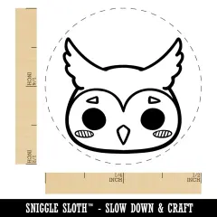 Charming Kawaii Chibi Owl Face Blushing Cheeks Great Horned Self-Inking Rubber Stamp for Stamping Crafting Planners Pink