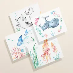 Baby Shower Assorted Note Cards | Under The Sea Nautical Baby Shower | Ocean Theme Notecards With Envelopes | 12, 24