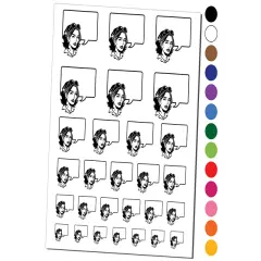 Comic Woman with Empty Text Speech Bubble Temporary Tattoo Water Resistant Fake Body Art Set Collection White