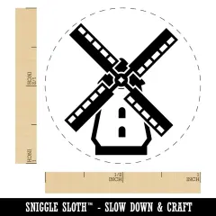 Dutch Windmill Self-Inking Rubber Stamp for Stamping Crafting Planners Red