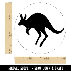 Leaping Red Kangaroo Silhouette Australian Marsupial Self-Inking Rubber Stamp for Stamping Crafting Planners Blue