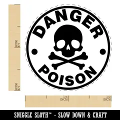 Danger Poison Skull and Cross Bones Self-Inking Rubber Stamp for Stamping Crafting Planners Brown