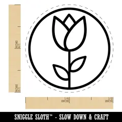 Tulip Flower in Circle Self-Inking Rubber Stamp for Stamping Crafting Planners Orange