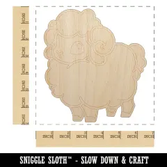 Fluffy Ram Cute Unfinished Wood Shape Piece Cutout for DIY Craft Projects