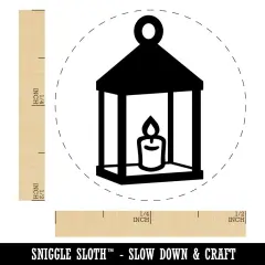 Vintage Lantern Candle with Flame Self-Inking Rubber Stamp for Stamping Crafting Planners Green