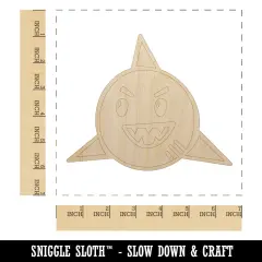 Shark Face Doodle Unfinished Wood Shape Piece Cutout for DIY Craft Projects
