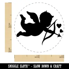 Cupid with Arrow Hearts Valentine's Day Silhouette Self-Inking Rubber Stamp for Stamping Crafting Planners Pink