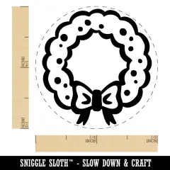 Christmas Wreath with Bow Self-Inking Rubber Stamp Ink Stamper for Stamping Crafting Planners Yellow