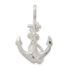Sterling Silver Fouled Anchor Charm Jewelry Pendant 34mm x 21mm