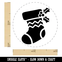 Christmas Stocking Holly Self-Inking Rubber Stamp Ink Stamper for Stamping Crafting Planners Red
