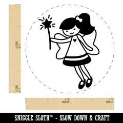 Sweet Fairy with Wand Self-Inking Rubber Stamp for Stamping Crafting Planners Black