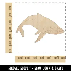 Happy Humpback Whale Unfinished Wood Shape Piece Cutout for DIY Craft Projects