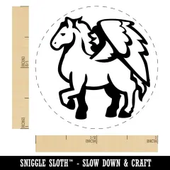 Mythical Winged Horse Pegasus Self-Inking Rubber Stamp for Stamping Crafting Planners Blue