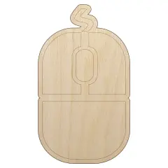 Computer Mouse Unfinished Wood Shape Piece Cutout for DIY Craft Projects