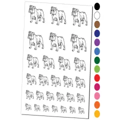 Gentle English Bulldog Pet Dog Temporary Tattoo Water Resistant Fake Body Art Set Collection Dark Green
