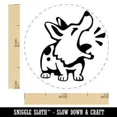 Barking Spotted Dog Corgi Self-Inking Rubber Stamp Ink Stamper for Stamping Crafting Planners Red