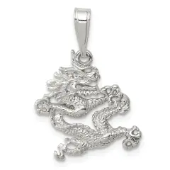 Sterling Silver Chinese Dragon Pendant Charm Jewelry 25mm x 16mm