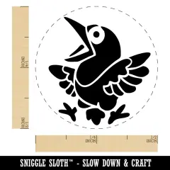 Shocked and Surprised Little Bird Crow Raven Self-Inking Rubber Stamp Ink Stamper for Stamping Crafting Planners Orange