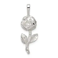 Sterling Silver Rose Pendant Charm Flower Jewelry 30mm x 10mm