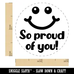 So Proud of You Smiley Face Teacher School Motivation Self-Inking Rubber Stamp for Stamping Crafting Planners Sky Blue