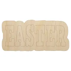 Easter Fun Text Unfinished Wood Shape Piece Cutout for DIY Craft Projects