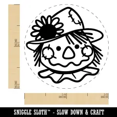 Cute Scarecrow Face Self-Inking Rubber Stamp for Stamping Crafting Planners Yellow