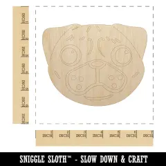 Pug Face Unfinished Wood Shape Piece Cutout for DIY Craft Projects