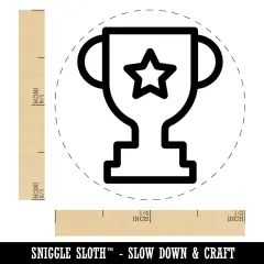 Trophy Award Outline with Star Self-Inking Rubber Stamp for Stamping Crafting Planners Orange