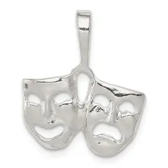 Sterling Silver Comedy & Tragedy Mask Charm Jewerly 23mm x 19mm