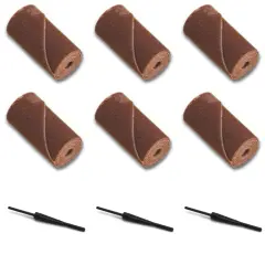 6 Jeweler Polishing Cartridge Rolls Medium Grit 1 1/2"x1/2" & 3 Threaded Mandrel