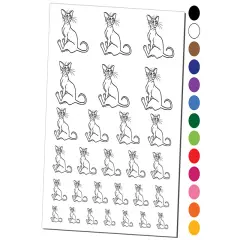 Enthusiastic Oriental Shorthair Cat Temporary Tattoo Water Resistant Fake Body Art Set Collection Dark Green