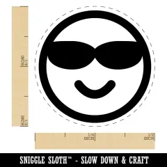 Sunglasses Cool Smile Happy Emoticon Self-Inking Rubber Stamp for Stamping Crafting Planners Lime Green