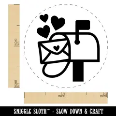 Cute Mailbox with Hearts Self-Inking Rubber Stamp for Stamping Crafting Planners Sky Blue