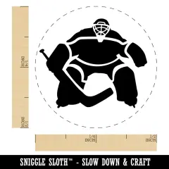 Hockey Goalie Goalkeeper with Stick Self-Inking Rubber Stamp Ink Stamper for Stamping Crafting Planners Green