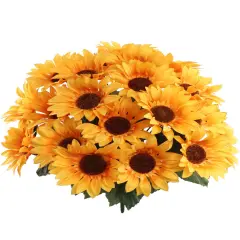 20" Vibrant Sunflower Bush Set of 6 - Lifelike Artificial Flowers for Cheerful D&eacute;cor, Floral Home by Artificial Flowers