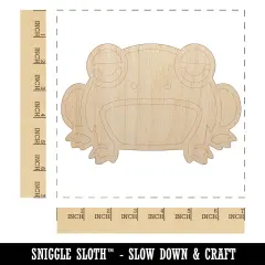 Unamused and Grumpy Frog Unfinished Wood Shape Piece Cutout for DIY Craft Projects
