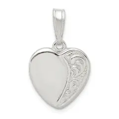 Sterling Silver Heart Pendant Charm Love Jewelry 16mm x 15mm