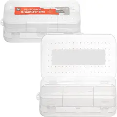 Enday 8" Bright Color Double Desk Organizer Box Clear