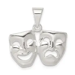 Sterling Silver Comedy & Tragedy Charm Drama Jewelry 19mm x 22mm