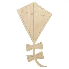 Cute Kite Outline Unfinished Wood Shape Piece Cutout for DIY Craft Projects