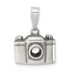 Sterling Silver Antiqued Camera Charm Pendant Jewelry 11mm x 13mm