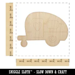 Adorable Little Camper Silhouette Camping Outdoor Life Unfinished Wood Shape Piece Cutout for DIY Craft Projects