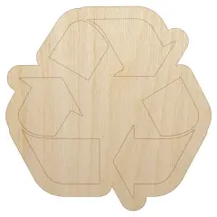 Recycle Symbol Solid Unfinished Wood Shape Piece Cutout for DIY Craft Projects