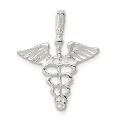 Sterling Silver Caduceus Charm Medical Pendant Jewelry 25mm x 20mm