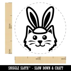 Easter Cat with Bunny Ears Self-Inking Rubber Stamp for Stamping Crafting Planners Red