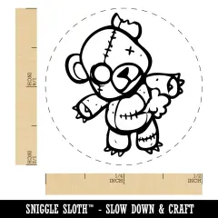 Creepy Spooky Stitched Teddy Bear Horror Self-Inking Rubber Stamp for Stamping Crafting Planners Fuchsia