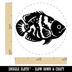 Tiger Oscar Cichlid Fish Self-Inking Rubber Stamp for Stamping Crafting Planners Brown