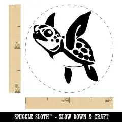 Baby Green Sea Turtle Swimming In Ocean Self-Inking Rubber Stamp Ink Stamper for Stamping Crafting Planners Orange